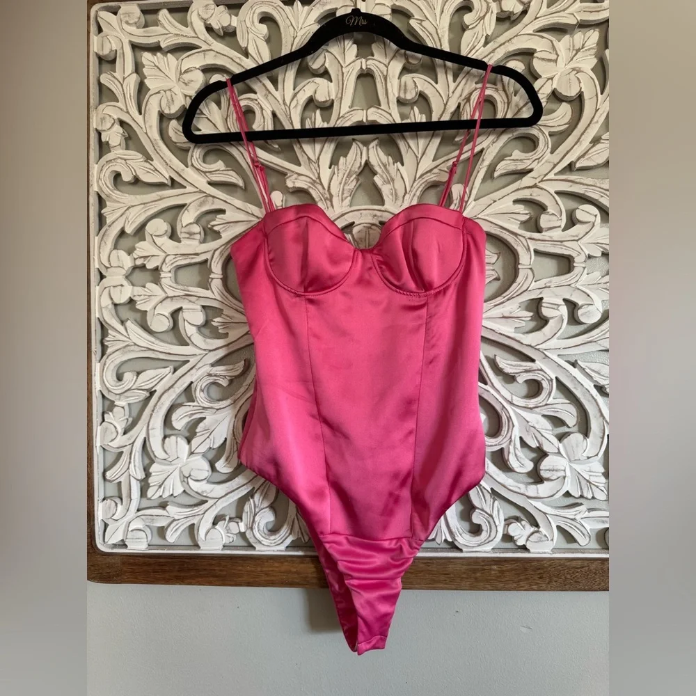 Zara Pink Satin Corset Bodysuit NWOT | Blogger Favorite Date Night Top Sexy Luxe - Picture 7 of 11